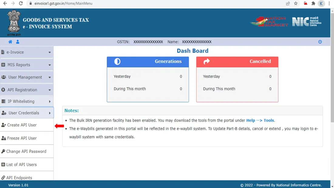 Create API User e-invoice