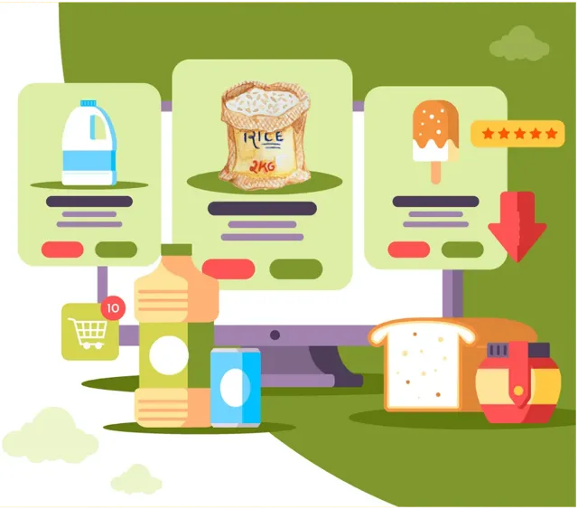 Illustration of FMCG stock in cases and pieces in ValueSoft