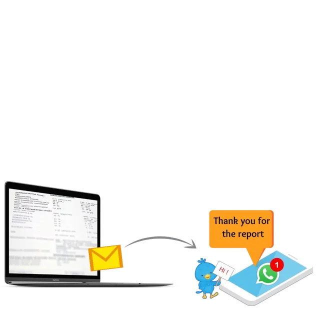 Illustration of a chemist's ledger and dues reminder being shared